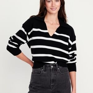 Old Navy Polo Sweater V Neck Size S  Stripe Casual Classic NEW